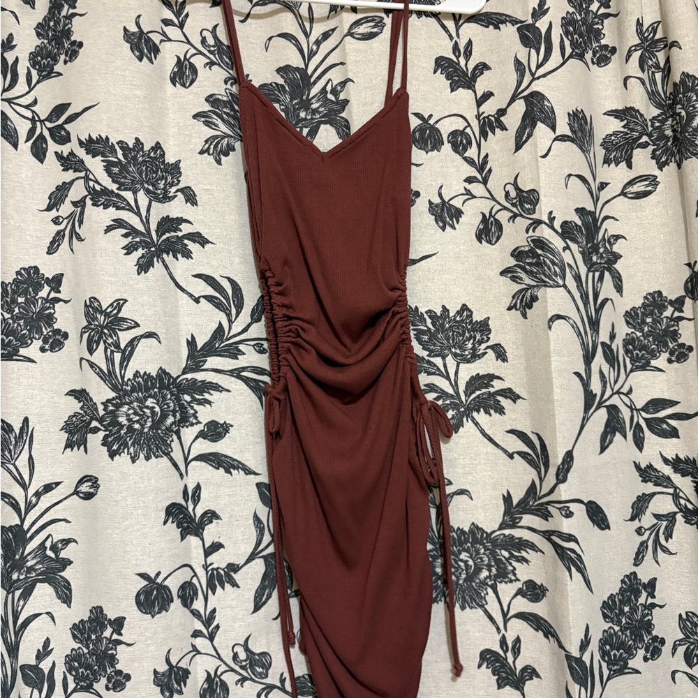 Fashion Nova Brown Ruched Dress